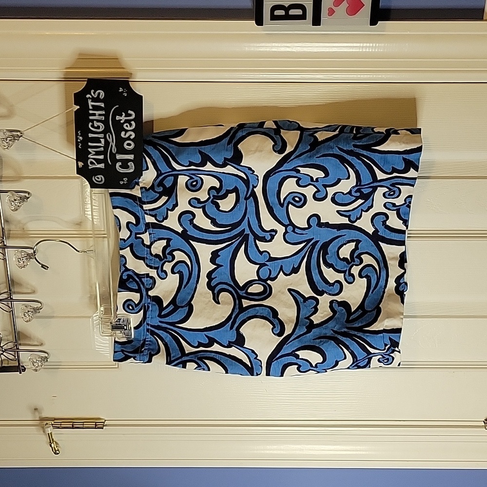 Merona Mini Skirt 2 White Black Blue Swirl